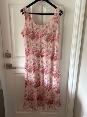 Y2K K Studio Pink Floral Midi Dress Size 18 Cottagecore Romantic